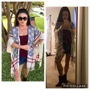 Anna and Ava Boho Washed Out USA Flag Shawl/Wrap